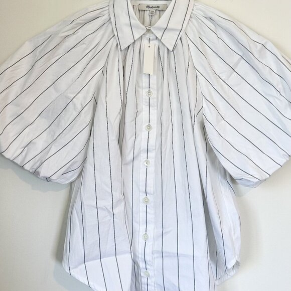 NWT Madewell Shirred Bubble-Sleeve Button-Up Shirt - Size: XXS - Picture 3 of 14